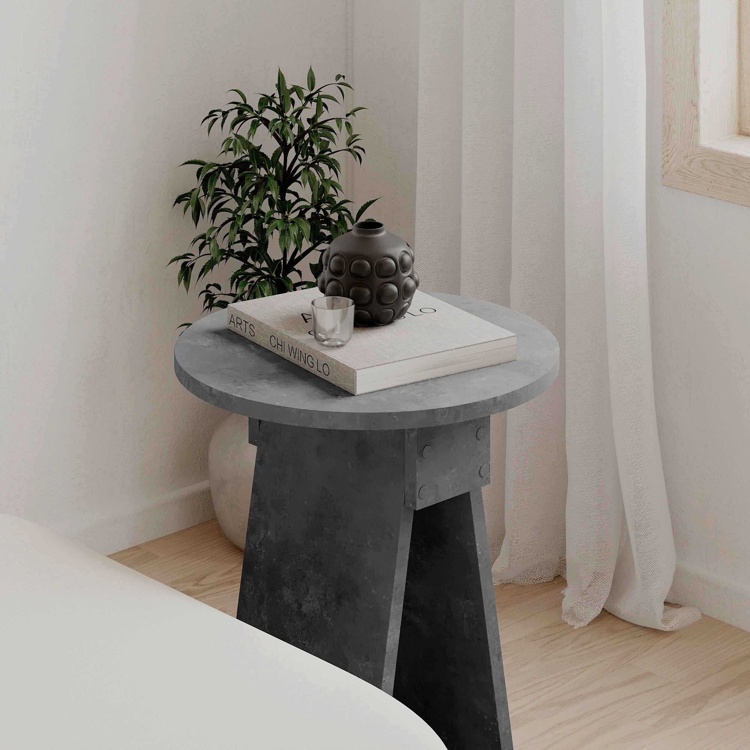 BEISTELLTISCH Grau rund  - Grau, Design, Holzwerkstoff (42/50cm) - Livetastic