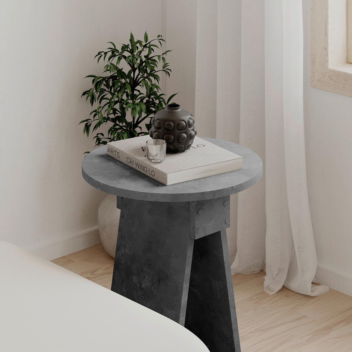 BEISTELLTISCH Grau rund  - Grau, Design, Holzwerkstoff (42/50cm) - Livetastic