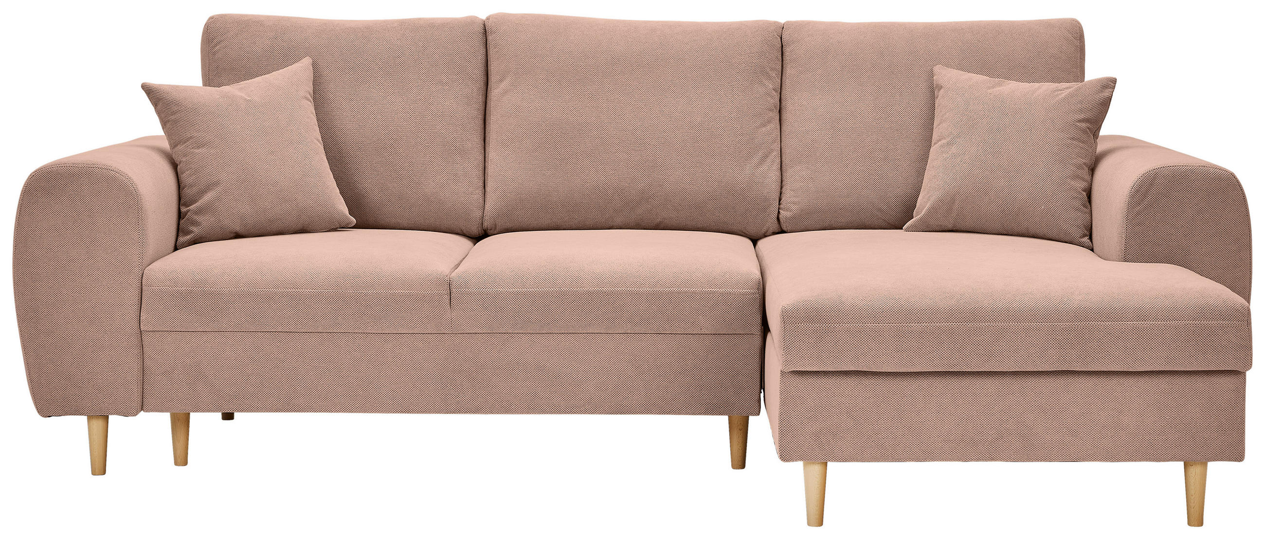 ECKSOFA in Webstoff Altrosa  - Altrosa/Naturfarben, Konventionell, Holz/Textil (250/145cm) - MID.YOU