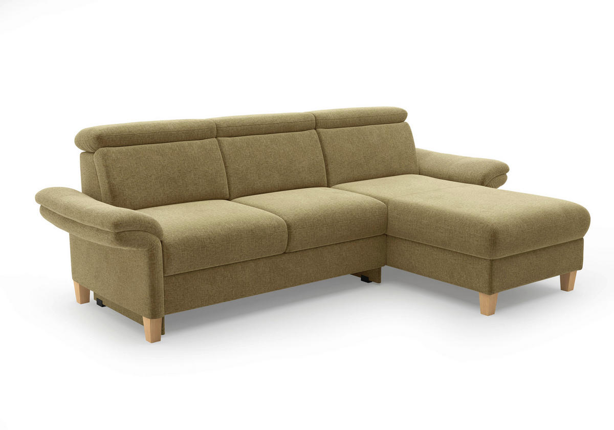 ECKSOFA GLENDALE E Olivgrün Flachgewebe  - Eichefarben/Olivgrün, KONVENTIONELL, Holz/Textil (253/166cm) - Sit & More