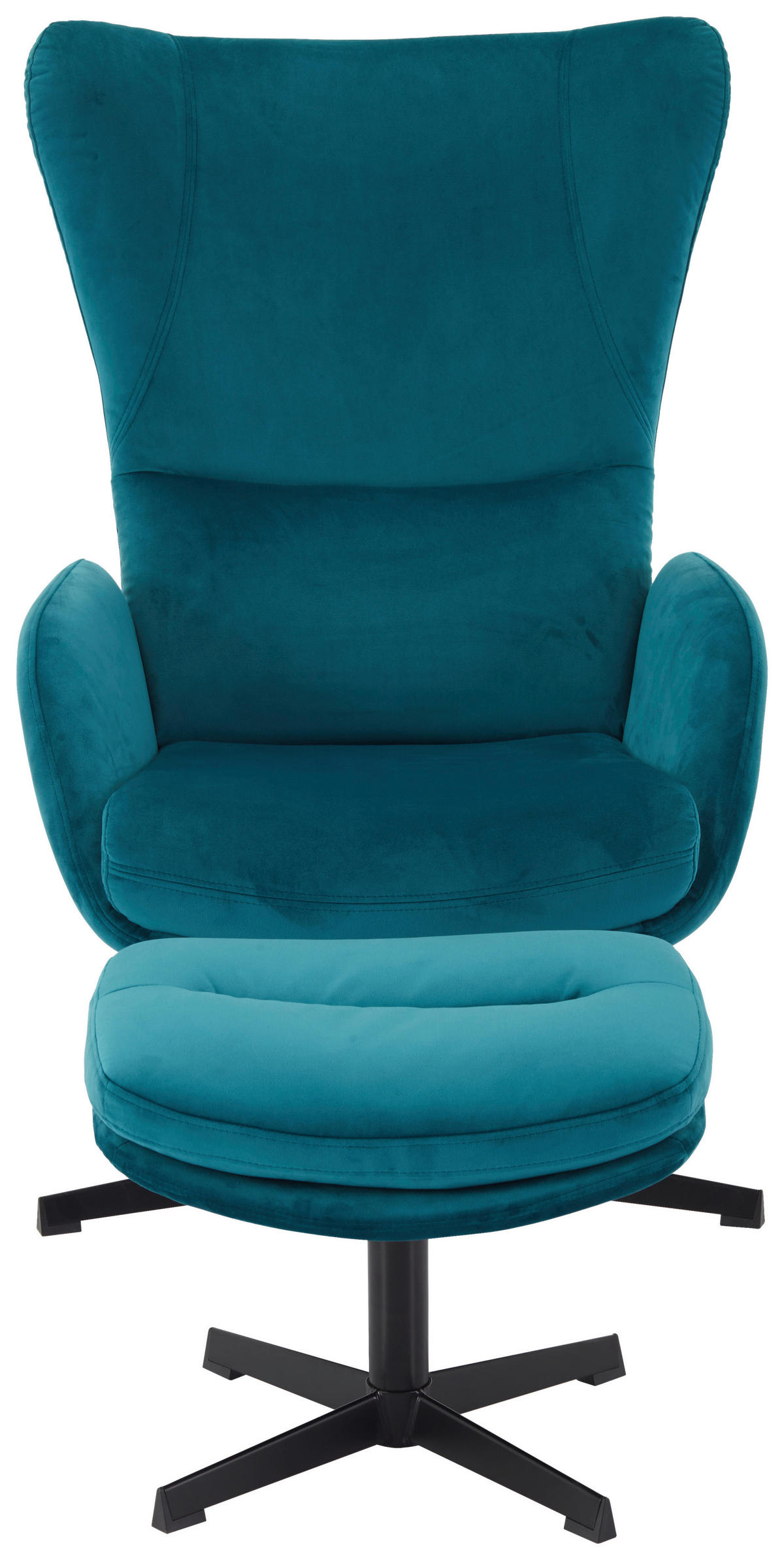 RELAXAČNÉ KRESLO S PODNOŽKOU, kov, textil, petrolejová - čierna/petrolejová, Design, kov/textil (70/109/86cm) - Hom`in