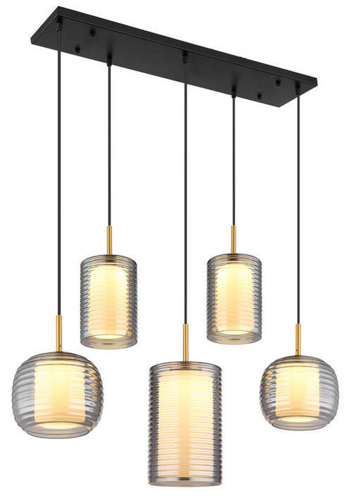 VISEČA LED-SVETILKA   //3000 K/230 V/ - črna/barve medenine, Design, kovina/steklo (93/31,5/150cm) - Globo