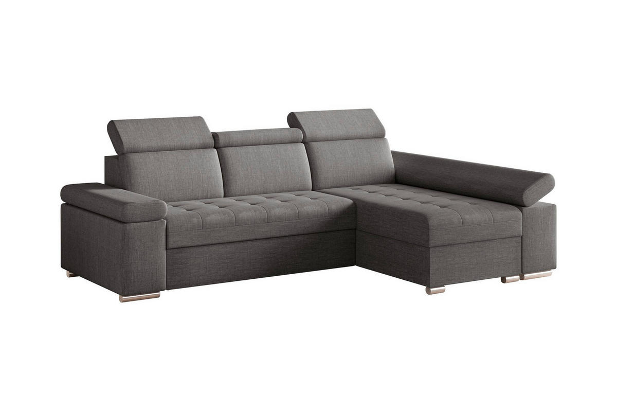 ECKSOFA TORONTO in Webstoff Grau  - Silberfarben/Grau, Design, Kunststoff/Textil (260/168cm) - MID.YOU
