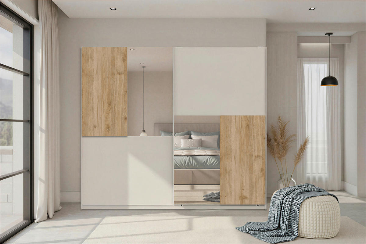 ORMAR S KLIZNIM VRATIMA boje hrasta, kašmir   - kašmir/boje hrasta, Moderno, drvni materijal/metal (275/240/59cm) - Hom`in