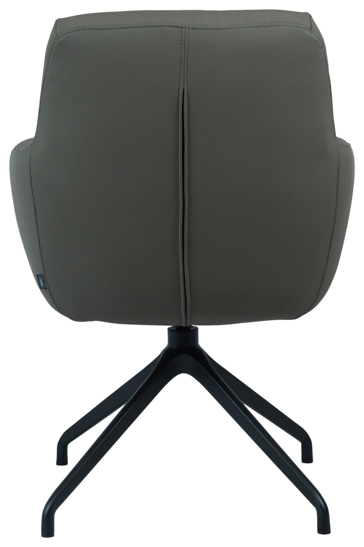 ARMLEHNSTUHL  Sitzfläche 360° drehbar, automatische Rückholfunktion  Echtleder  Schwarz, Dunkelgrau  - Dunkelgrau/Schwarz, Design, Leder/Metall (65/93/69cm) - Cassando