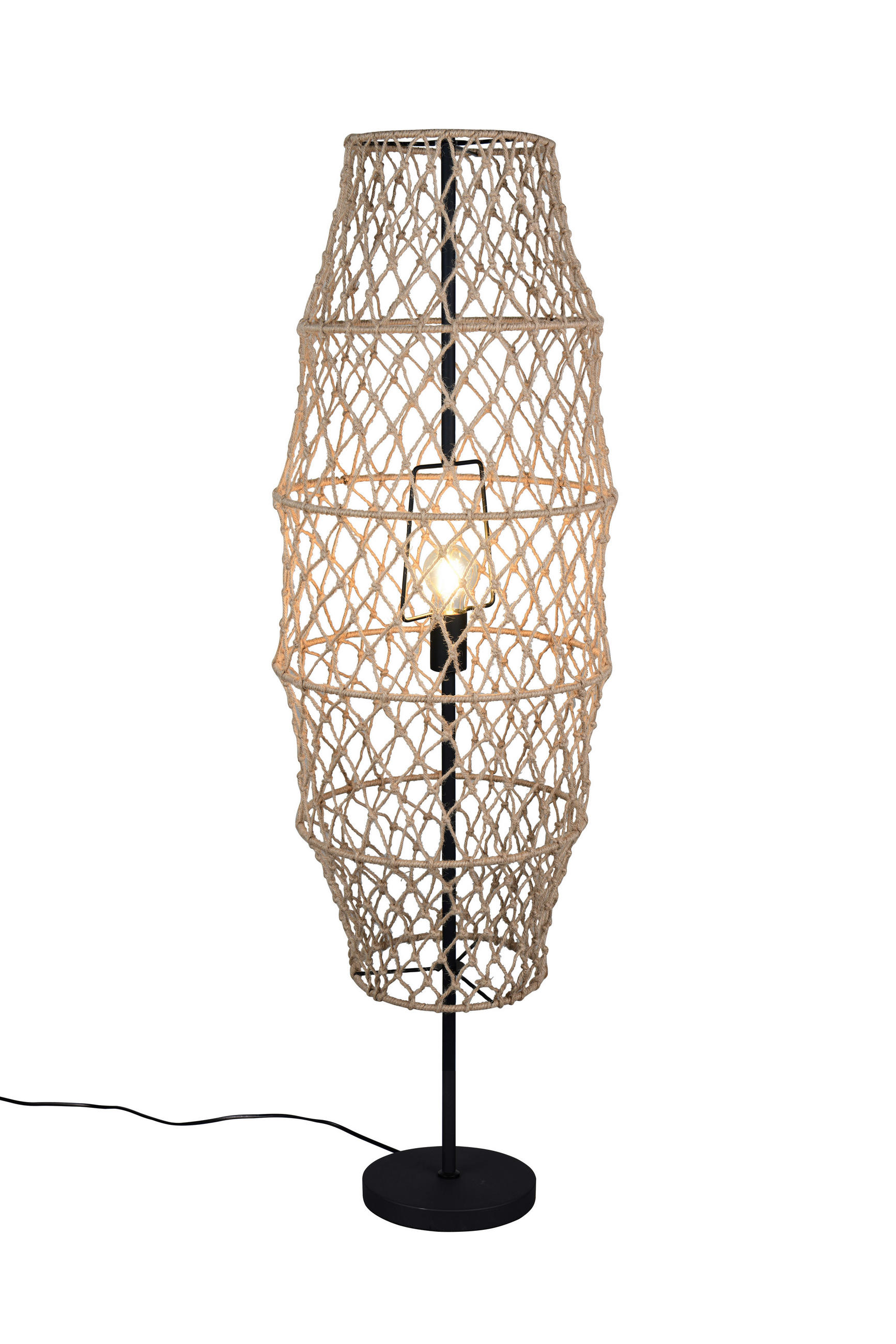 GOLVLAMPA 38/120 cm    - svart/naturfärgad, Natur, metall/textil (38/120cm)