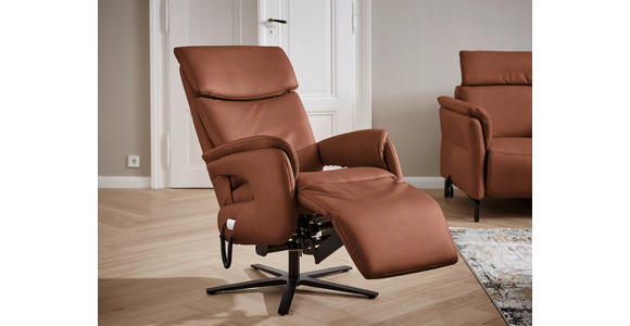 RELAXSESSEL in Leder Cognac  - Cognac/Schwarz, Design, Leder/Metall (70/117/85cm) - Dieter Knoll