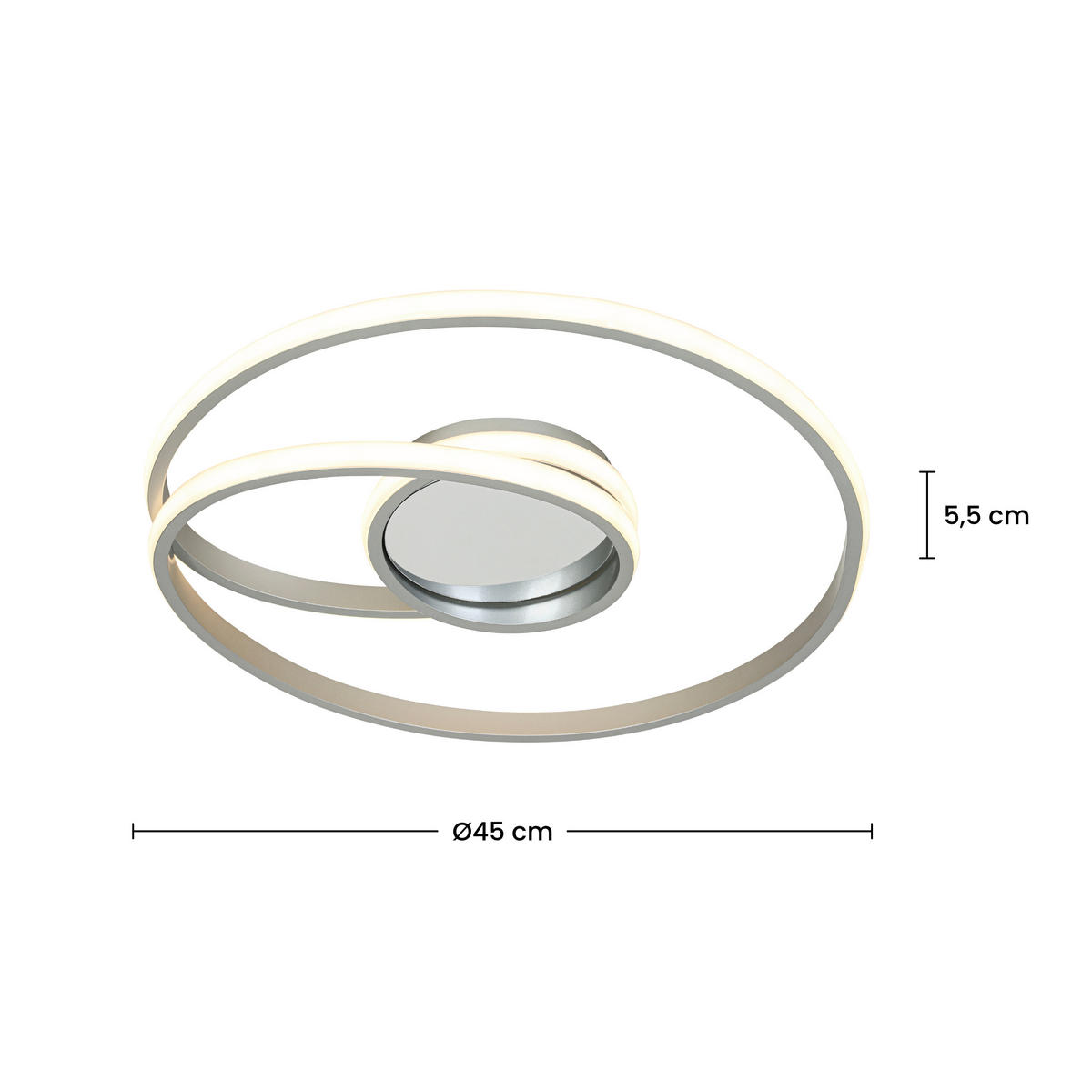 DECKENLEUCHTE 45/8 cm  - Chromfarben/Silberfarben, Trend, Kunststoff/Metall (45/8cm) - Collett's Monde