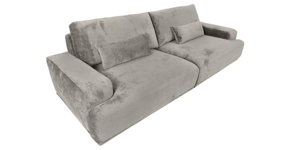 BIGSOFA Chenille Hellgrau  - Hellgrau/Schwarz, KONVENTIONELL, Kunststoff/Textil (282/73/115cm) - Carryhome