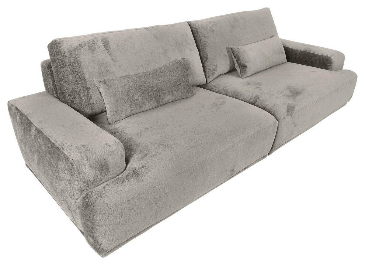 BIGSOFA Chenille Hellgrau  - Hellgrau/Schwarz, KONVENTIONELL, Kunststoff/Textil (282/73/115cm) - Carryhome
