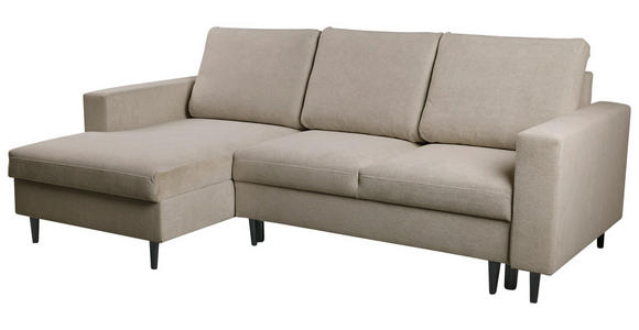 ECKSOFA  in Struktur Hellbraun  - Hellbraun/Schwarz, MODERN, Holz/Kunststoff (145/230cm) - Carryhome