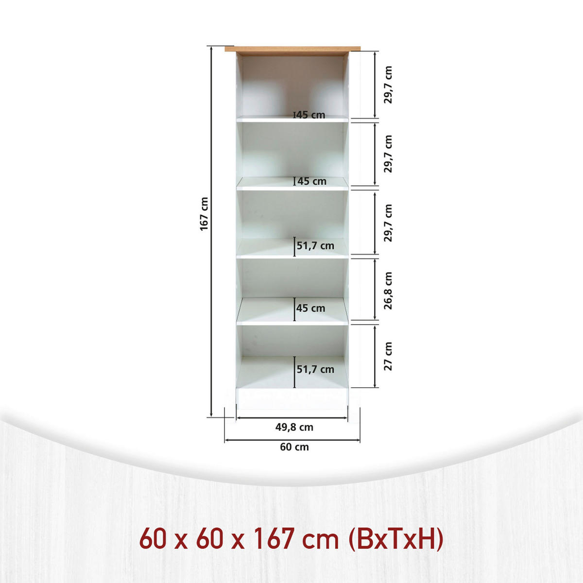 REGAL Weiß, Eiche Artisan  - Weiß/Eiche Artisan, MODERN, Holzwerkstoff (60/167/60cm) - home24