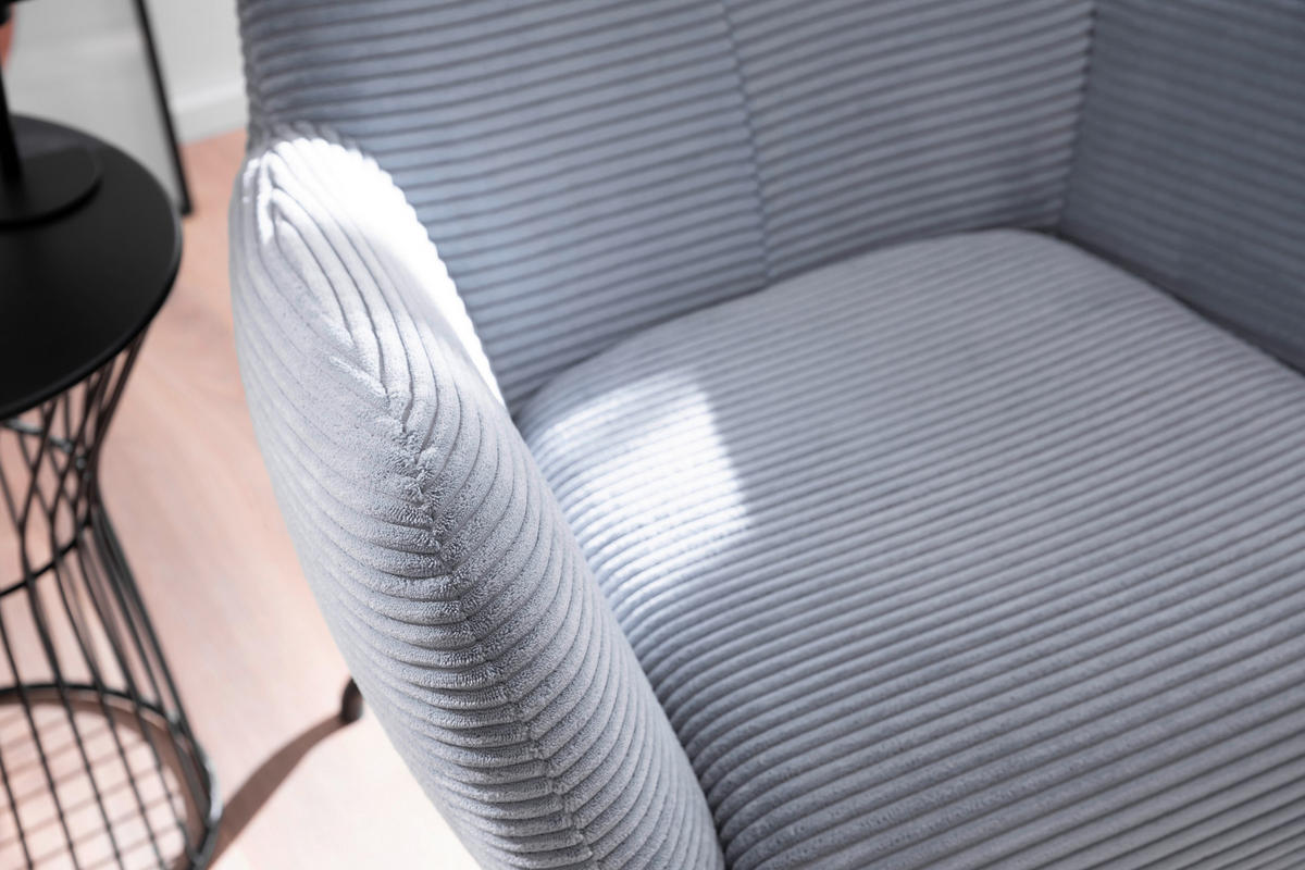 OHRENSESSEL in Cord Hellblau  - Schwarz/Hellblau, Design, Textil/Metall (79/117/82cm) - Lomoco