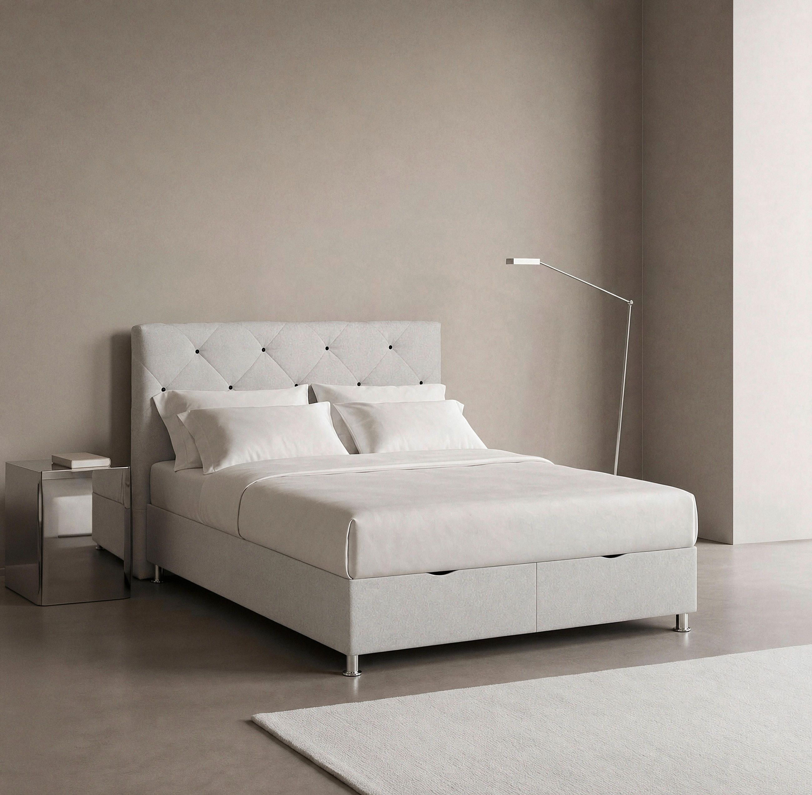 BOXBETT 160/200 cm  in Naturfarben  - Chromfarben/Naturfarben, Design, Kunststoff/Textil (160/200cm) - Boxxx