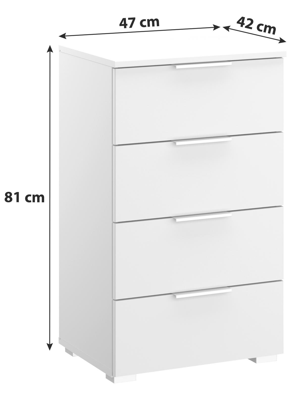 NACHTKÄSTCHEN 47/81/42 cm  in Weiss  - Weiss/Alufarben, Modern, Holzwerkstoff (47/81/42cm) - Rauch Möbel