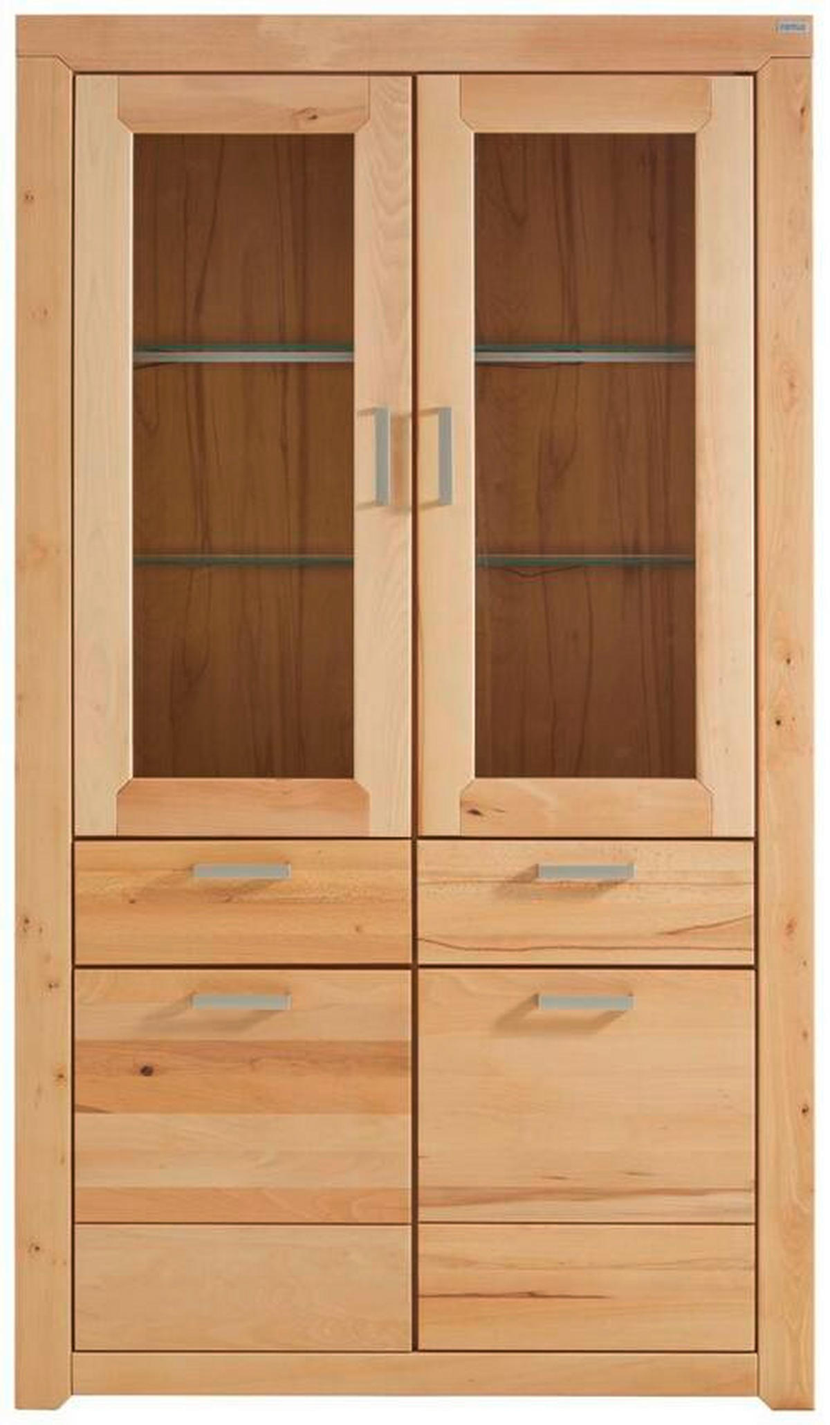 VITRINE in teilmassiv Wildkernbuche Buchefarben  - Buchefarben/Silberfarben, Natur, Glas/Holz (112/195/40cm) - Cantus