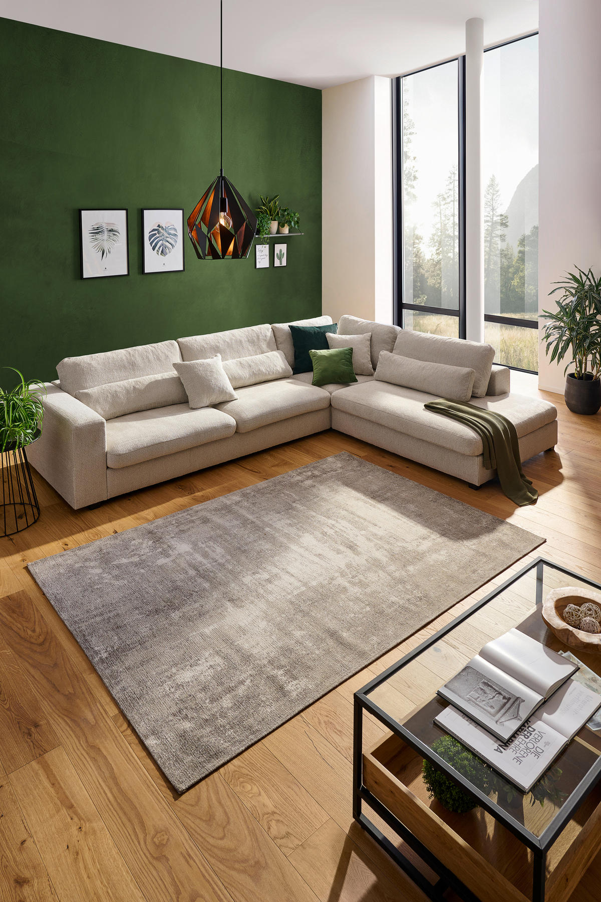 ECKSOFA in Chenille Greige  - Greige/Schwarz, Konventionell, Kunststoff/Textil (314/250cm) - Carryhome