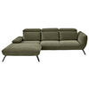 ECKSOFA in Cord Olivgrün  196/301 cm  - Schwarz/Olivgrün, Design, Textil/Metall (196/301cm) - Moderano