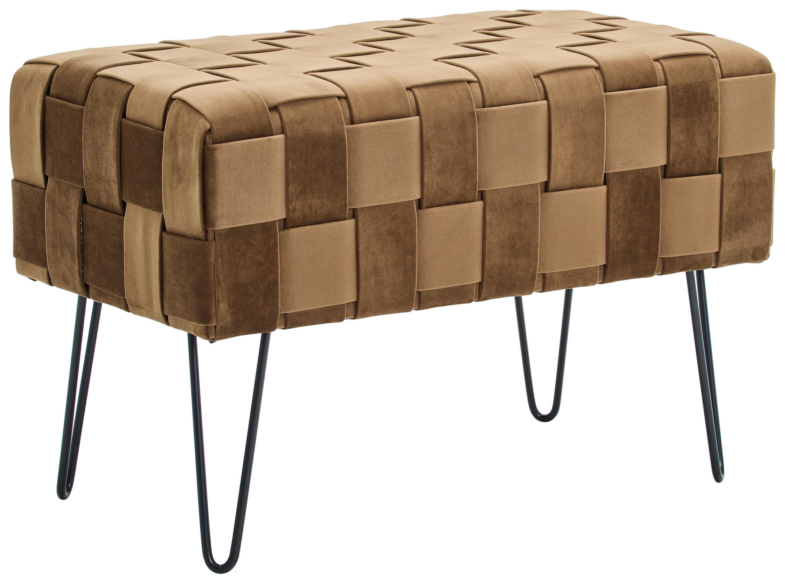 TABURETOVÁ LAVICE, kov, textil, 72/49/42 cm - černá/hnědá, Trend, kov/textil (72/49/42cm) - Xora