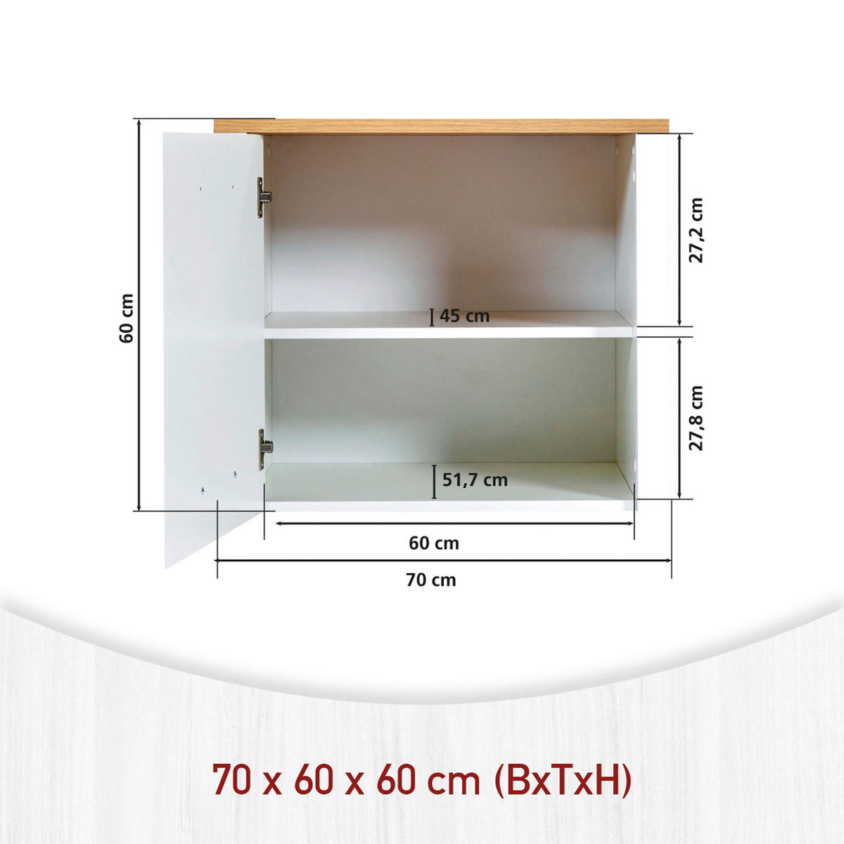 AUFSATZSCHRANK 70/60/60 cm   - Silberfarben/Weiß, MODERN, Holzwerkstoff/Metall (70/60/60cm) - home24