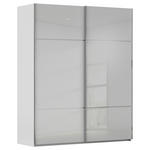 SCHWEBETÜRENSCHRANK 162/223/68 cm 2-türig Grau  - Chromfarben/Grau, KONVENTIONELL, Glas/Holzwerkstoff (162/223/68cm) - Novel