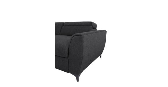 ECKSOFA Schwarz Velours  inkl. Bettkasten, Schlaffunktion, Rücken echt, Kopfteilverstellung, Liegefläche im Originalstoff  - Schwarz, KONVENTIONELL, Textil/Metall (217/255cm) - Carryhome