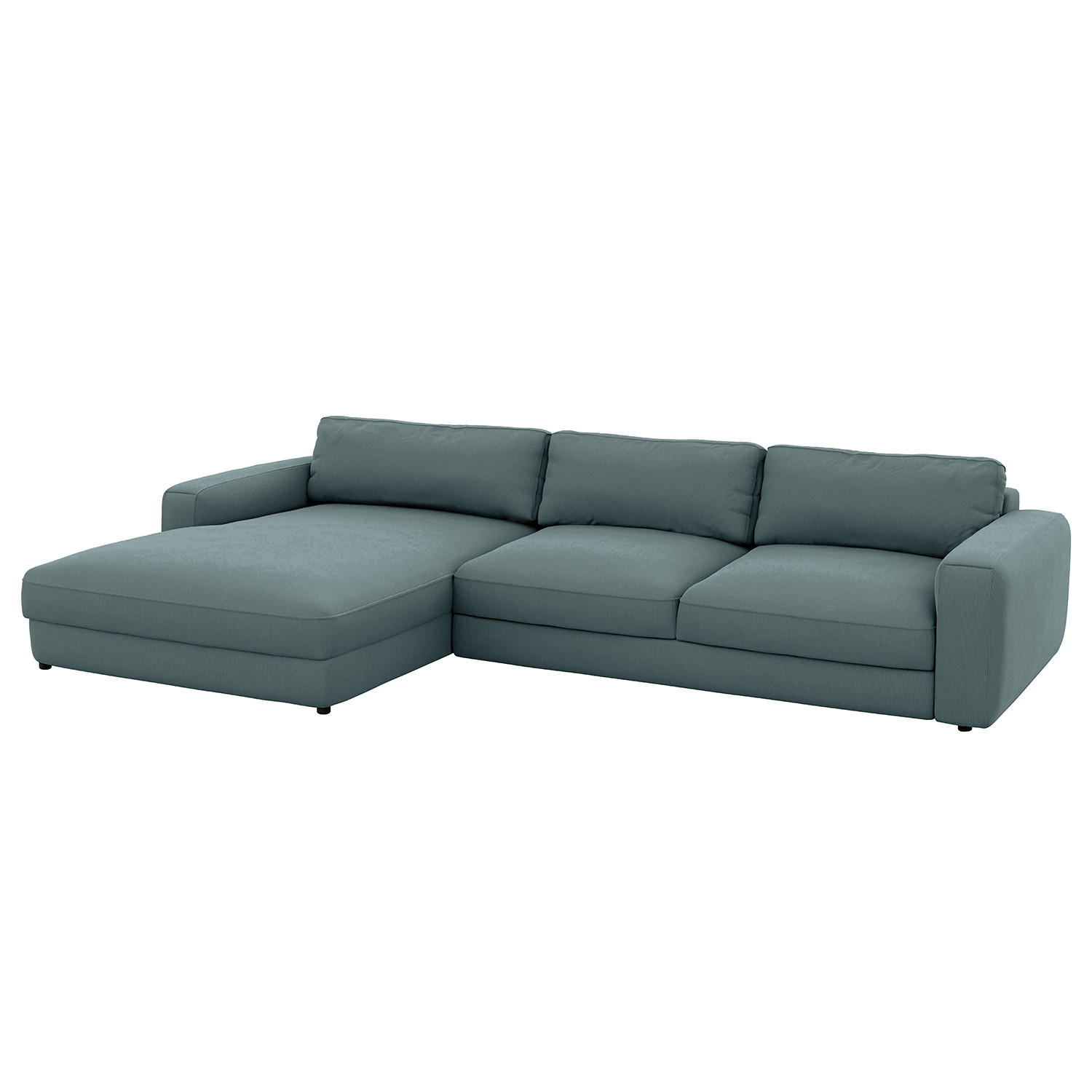 ECKSOFA in Cord Blaugrau  - Blaugrau/Schwarz, Modern, Textil (176/84/303cm) - Trendmanufaktur