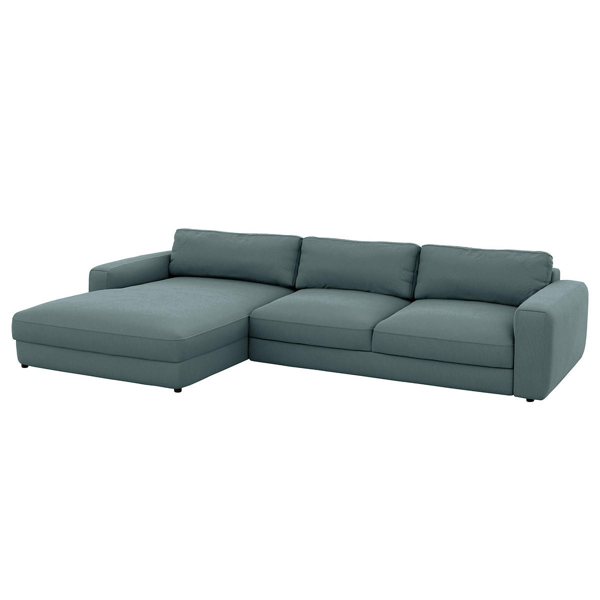 ECKSOFA in Cord Blaugrau  - Blaugrau/Schwarz, MODERN, Textil (176/84/303cm) - Trendmanufaktur