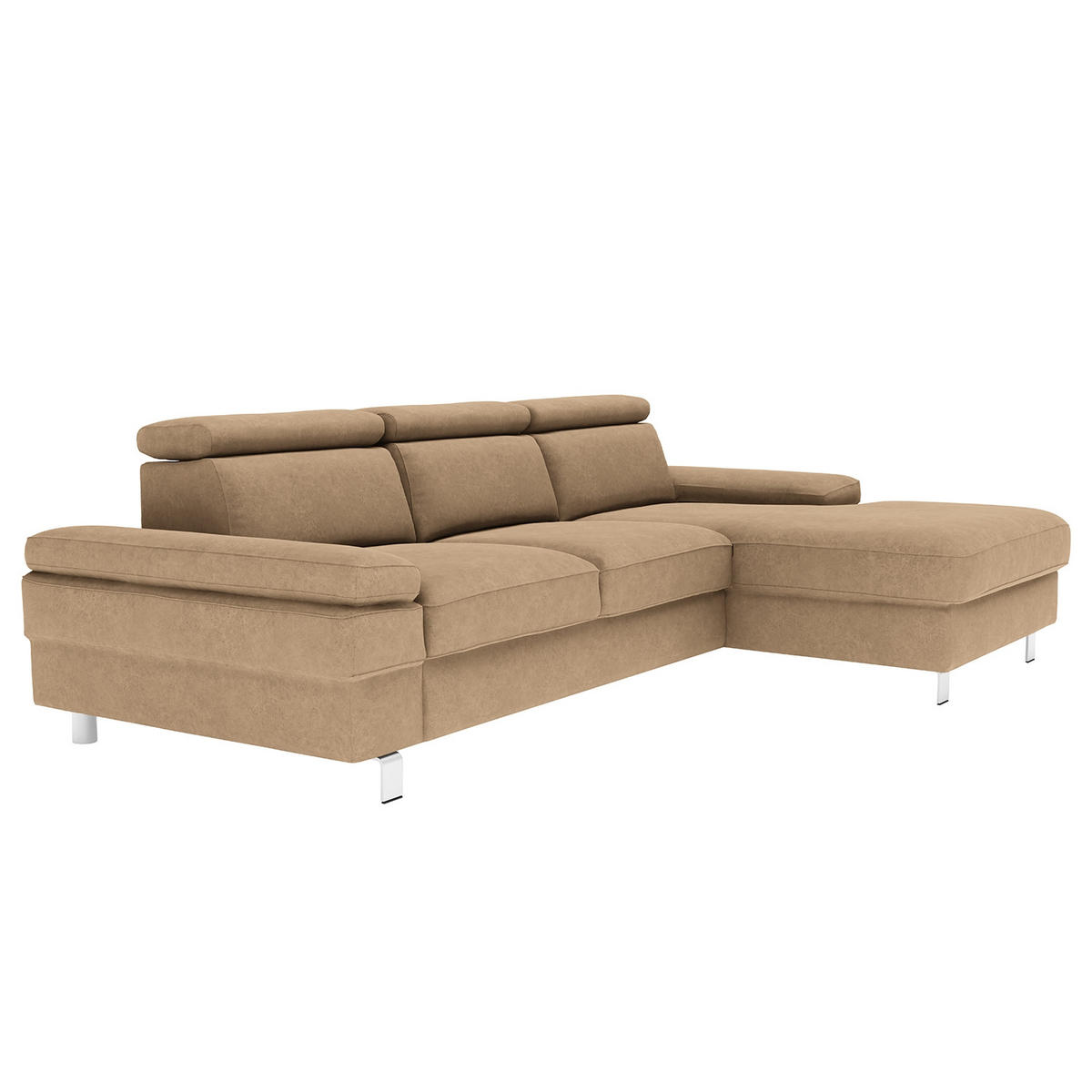 CANAPÉ D'ANGLE in Mikrofaser Sandfarben  - Sandfarben/Silberfarben, Konventionell, Textil/Metall (182/82/259cm) - Trendmanufaktur