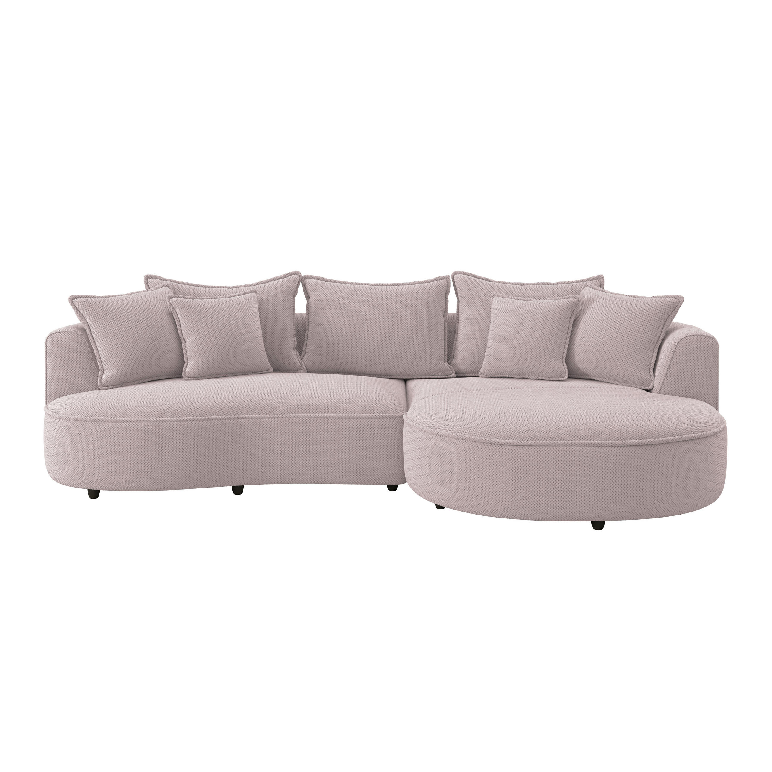 ECKSOFA LEVI Hellrosa Velours, Struktur  - Hellrosa/Schwarz, MODERN, Kunststoff/Textil (287/168cm) - Livetastic