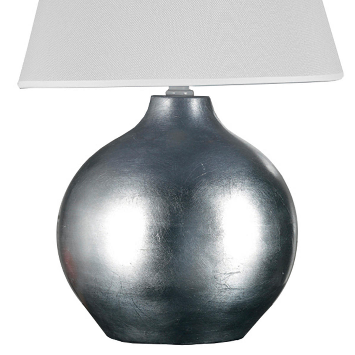 STOLNÍ LAMPA, E27, 35/70 cm  - bílá/barvy stříbra, Konvenční, textil/keramika (35/70cm)