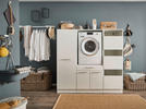 WASCHMASCHINENSCHRANK 67,5/162/67,5 cm  - Silberfarben/Schwarz, Design, Kunststoff/Metall (67,5/162/67,5cm)