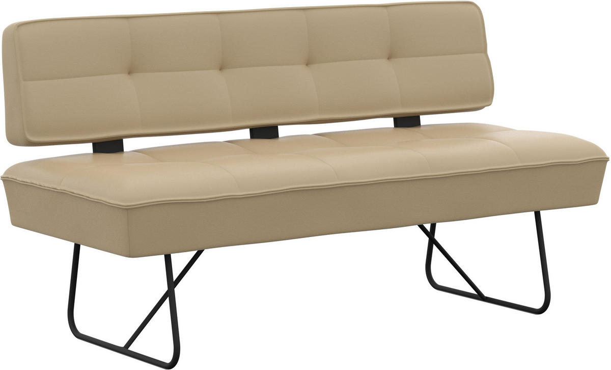 SITZBANK 165/88/66 cm Echtleder Beige  - Beige/Schwarz, Design, Leder/Metall (165/88/66cm) - Moderano