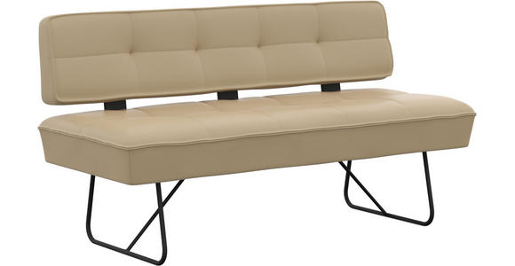 SITZBANK in Metall, Leder Beige  - Beige/Schwarz, Design, Leder/Metall (165/88/66cm) - Moderano