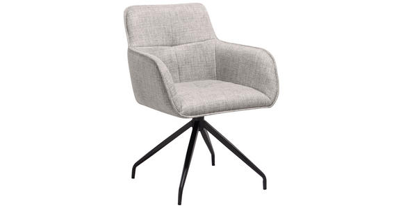 ARMLEHNSTUHL  in Eisen Mikrofaser  - Beige/Schwarz, Design, Textil/Metall (63/84/62cm) - Novel