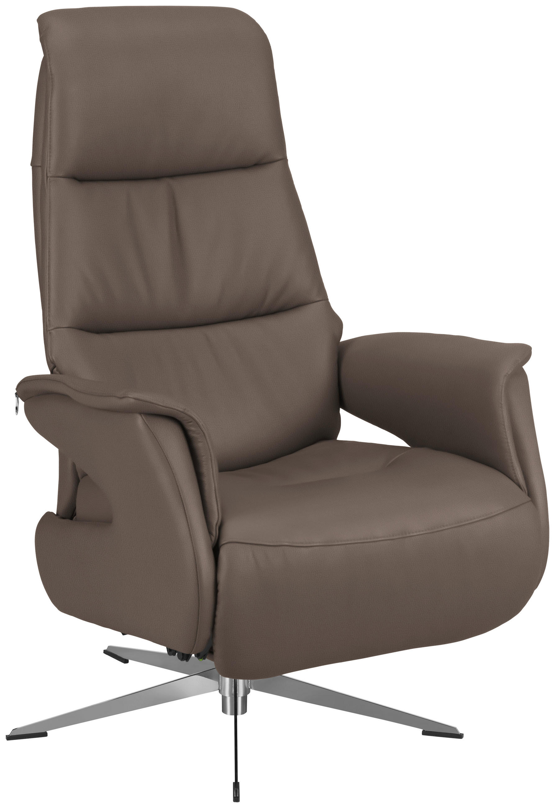 RELAXSESSEL Echtleder Relaxfunktion, Rücken echt    - Chromfarben/Graubraun, Design, Leder/Metall (74/108/86cm) - Welnova