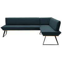 ECKBANK in Holz, Metall, Textil Schwarz, Eichefarben, Petrol  - Eichefarben/Petrol, Design, Holz/Textil (243/183cm) - Voleo
