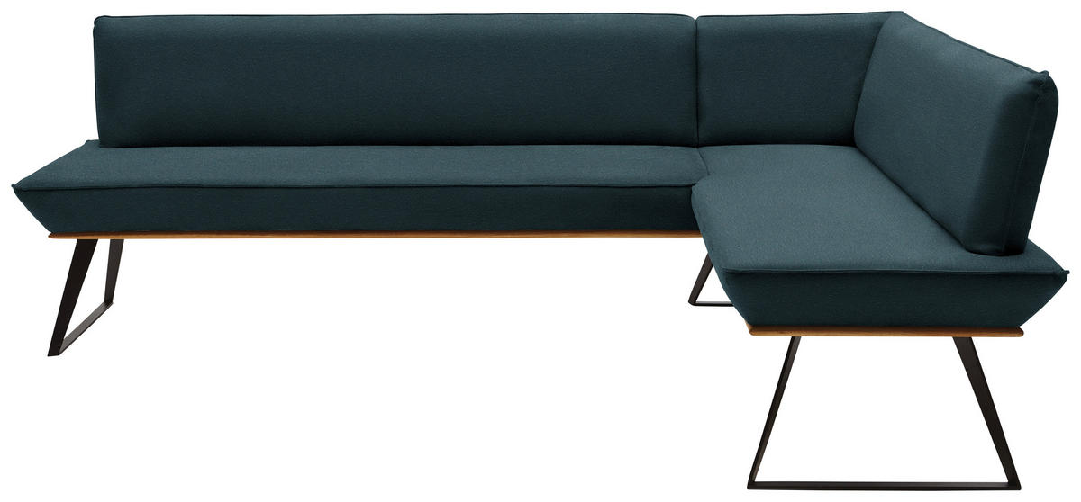 ECKBANK in Holz, Metall, Textil Schwarz, Eichefarben, Petrol  - Eichefarben/Petrol, Design, Holz/Textil (243/183cm) - Voleo
