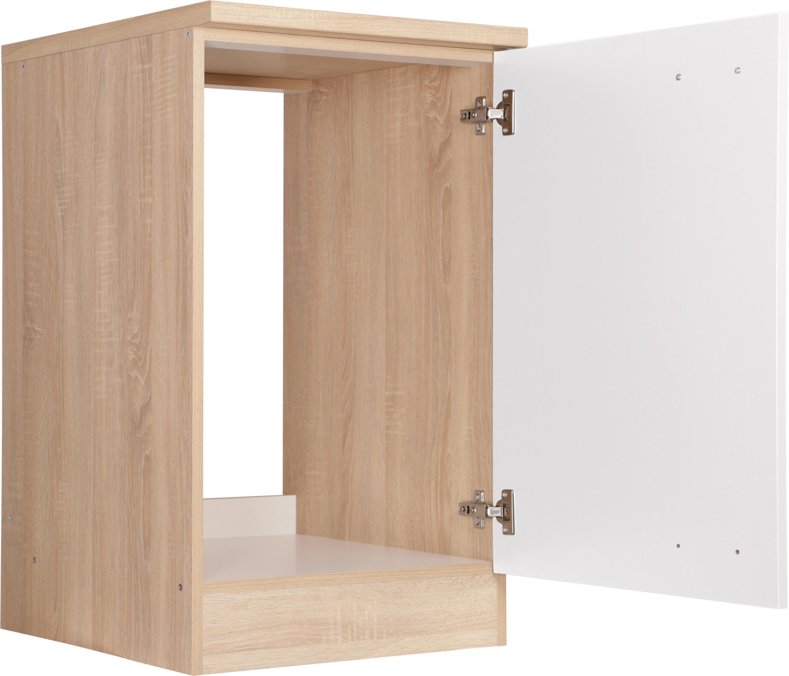 SPÜLENUNTERSCHRANK 50/84,8/60 cm  in Weiß, Eichefarben  - Eichefarben/Silberfarben, Basics, Holzwerkstoff/Metall (50/84,8/60cm) - Respekta