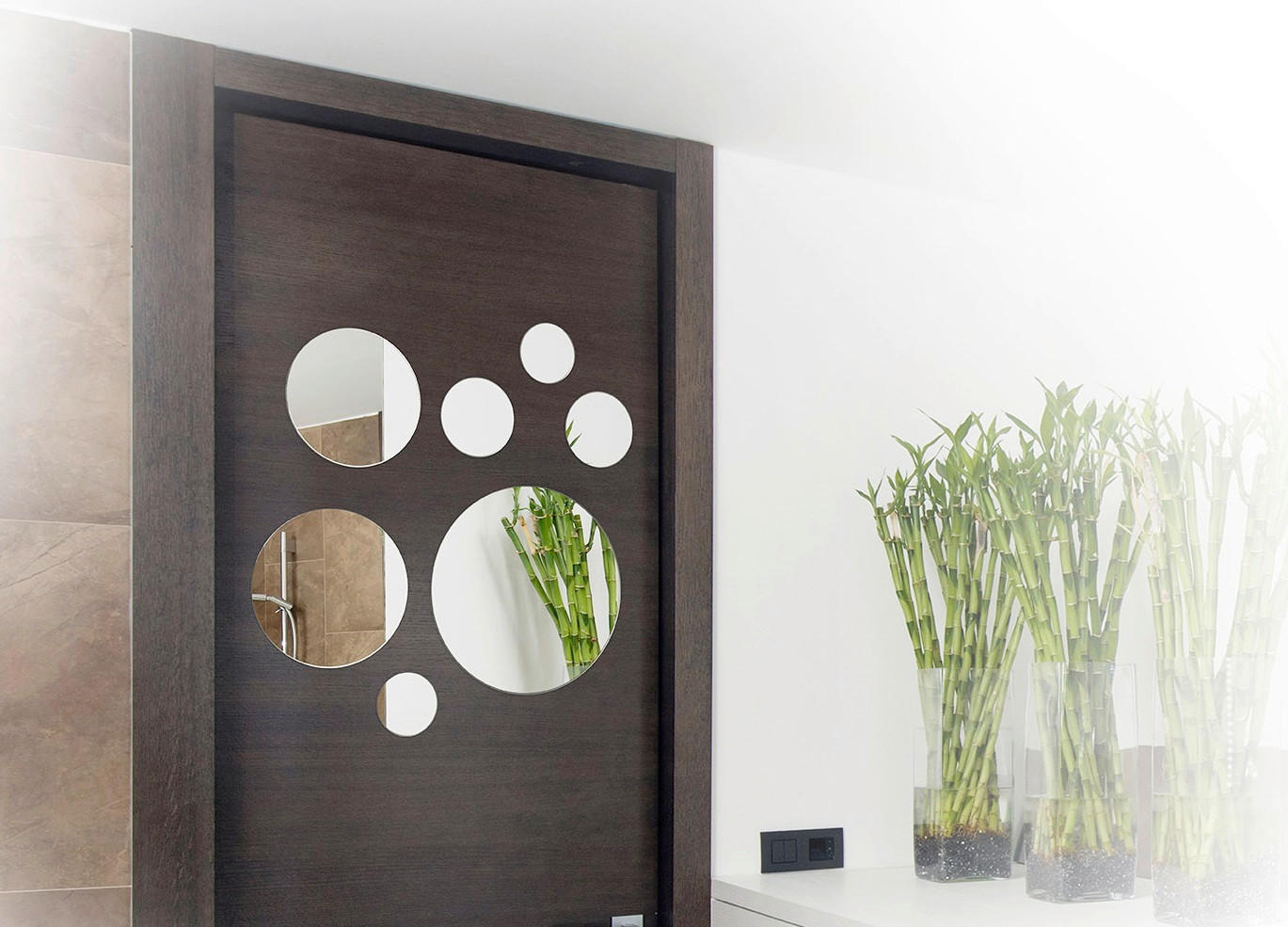 Spiegelfliesenset Rund 7 Stk. Ø 24 cm mit Klebefolie