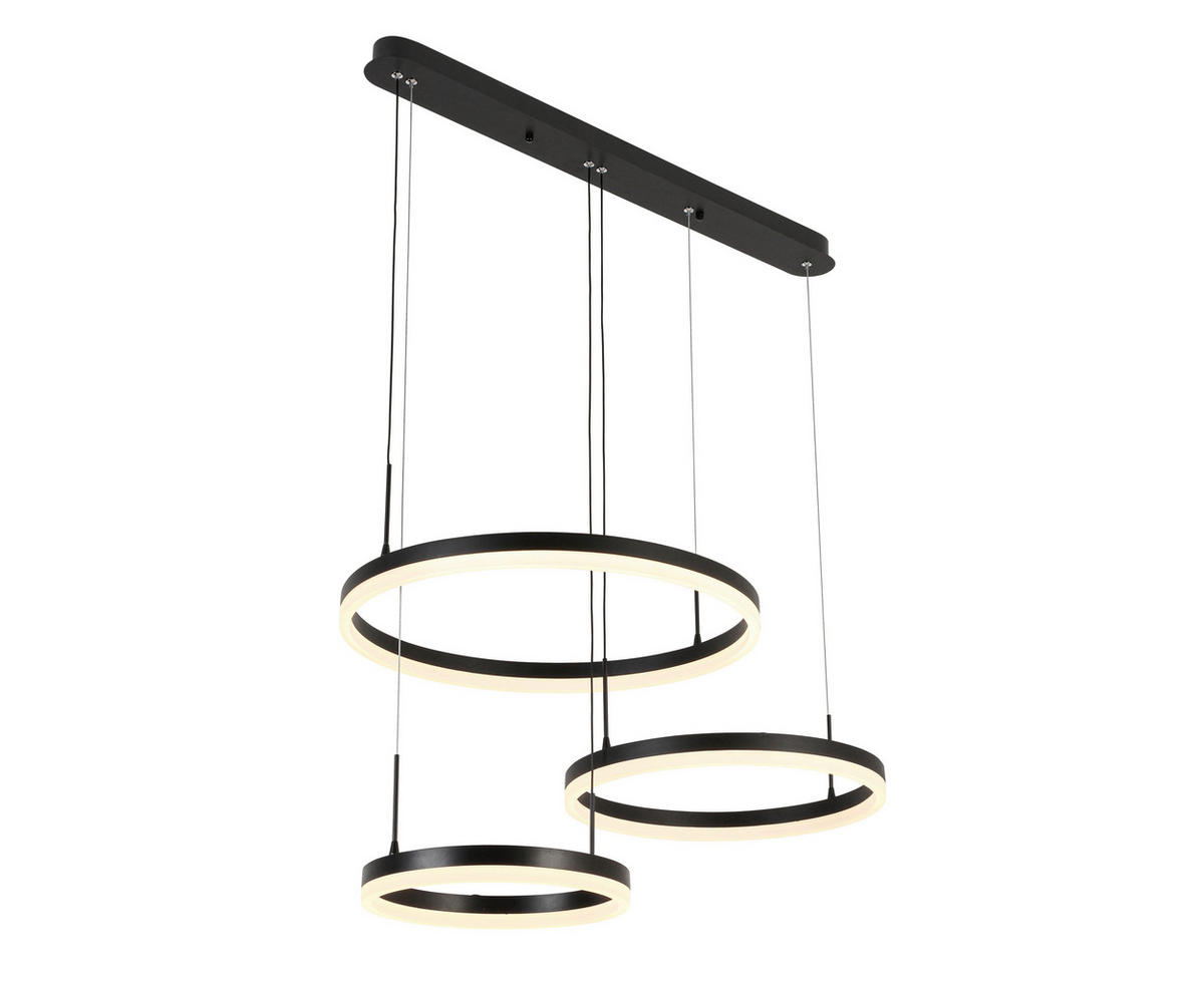 ZÁVESNÉ LED SVIETIDLO, 78/50/120 cm  - čierna, Trend, kov/plast (78/50/120cm) - Novel
