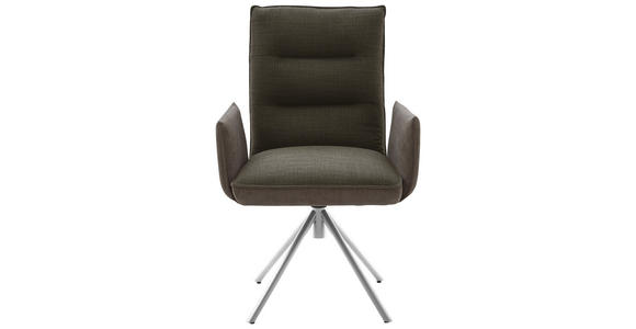 ARMLEHNSTUHL DREHBAR 360° in Flachgewebe - Edelstahlfarben/Braun, Design, Textil/Metall (59/93/59cm) - Dieter Knoll