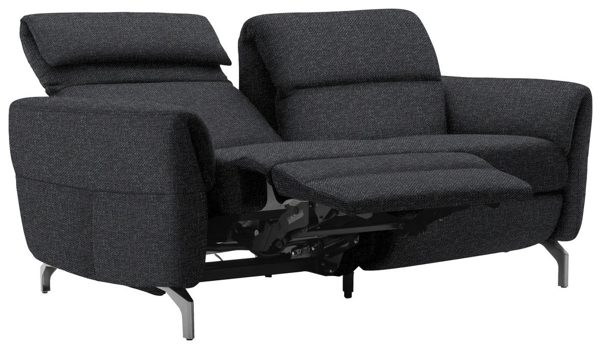 2-SITZER-SOFA Flachgewebe Anthrazit  - Anthrazit/Nickelfarben, Design, Textil/Metall (186/87/100cm) - Schöner Wohnen