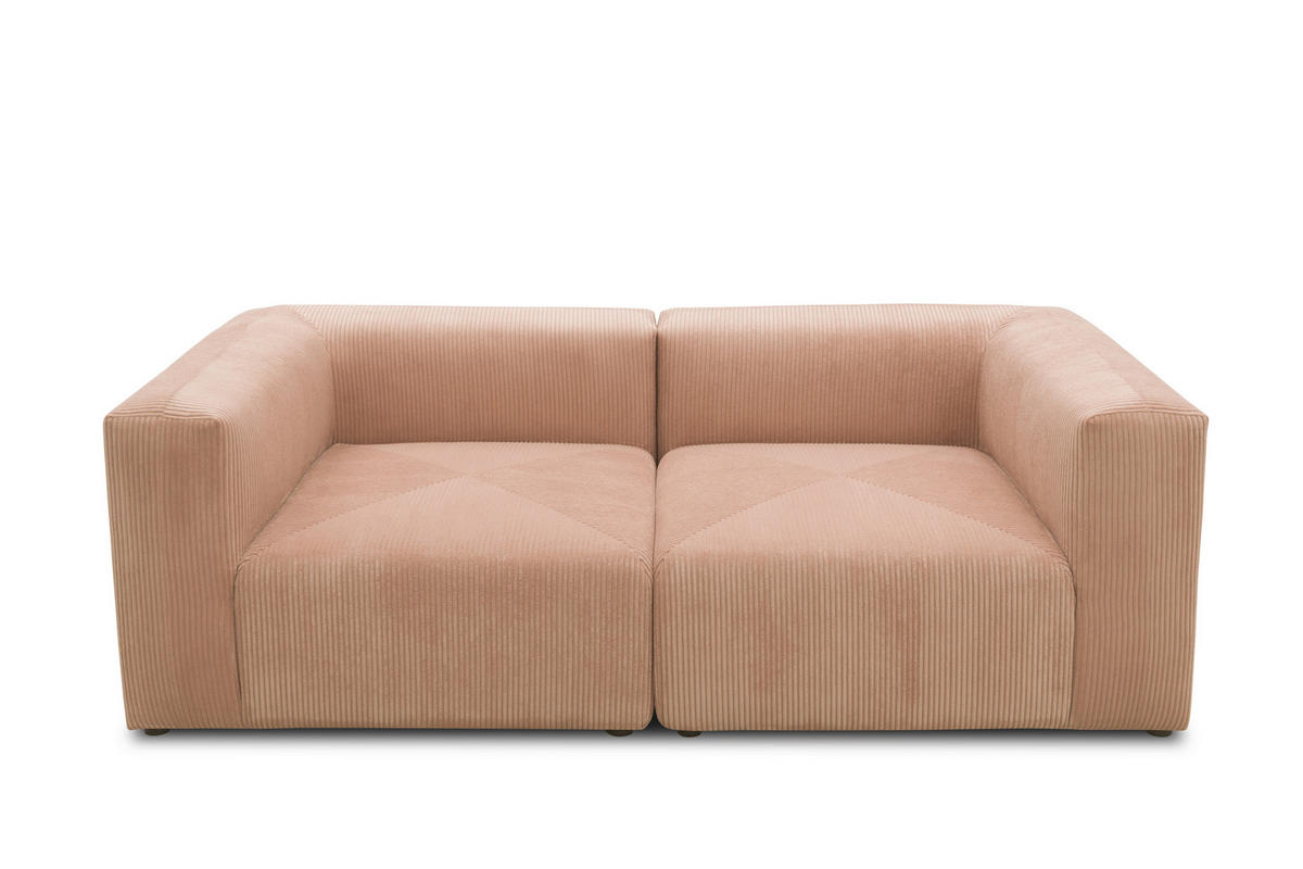 2-SITZER-SOFA in Cord, Mikrofaser Rosa, Roségold  - Roségold/Schwarz, Design, Kunststoff/Textil (216/69/108cm) - MID.YOU