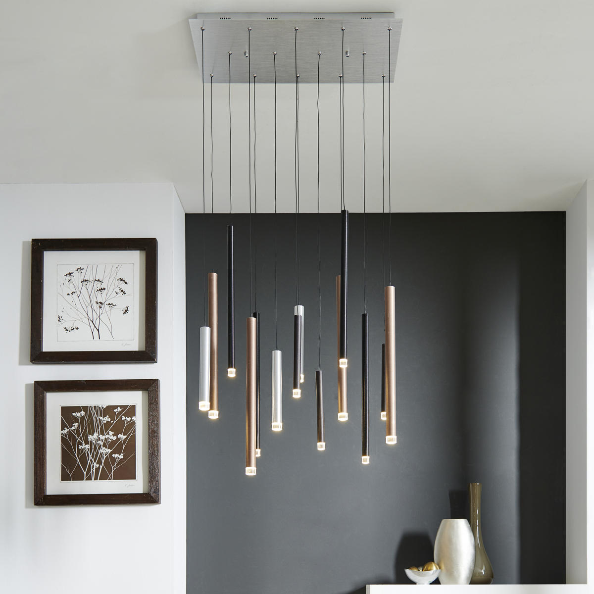 LED-HÄNGELEUCHTE 70/30/180 cm    - Hellbraun/Silberfarben, Design, Kunststoff/Metall (70/30/180cm)