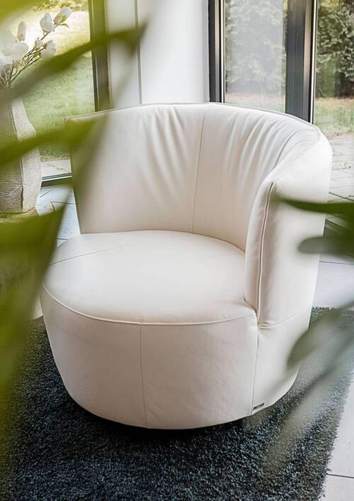 COCKTAILSESSEL in Echtleder Weiss  - Weiss/Schwarz, Design, Leder (93/83/88cm)