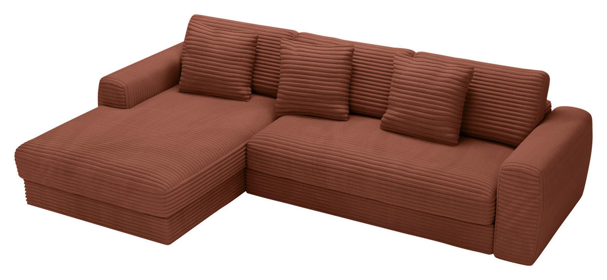 ECKSOFA Bronzefarben Cord  - Schwarz/Bronzefarben, MODERN, Kunststoff/Textil (182/302cm) - Carryhome