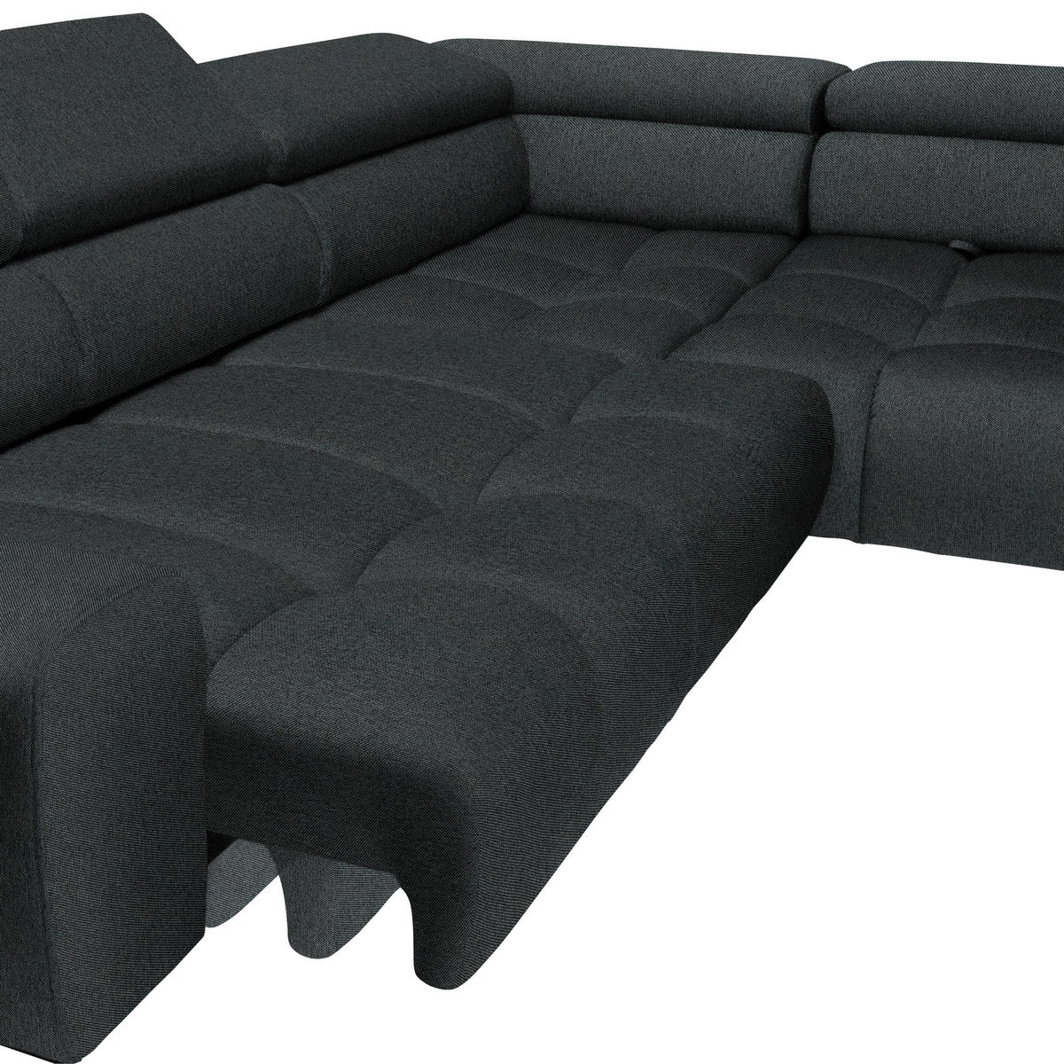 ECKSOFA Graphitfarben Webstoff  - Schwarz/Graphitfarben, Design, Textil/Metall (300/216cm) - Welnova