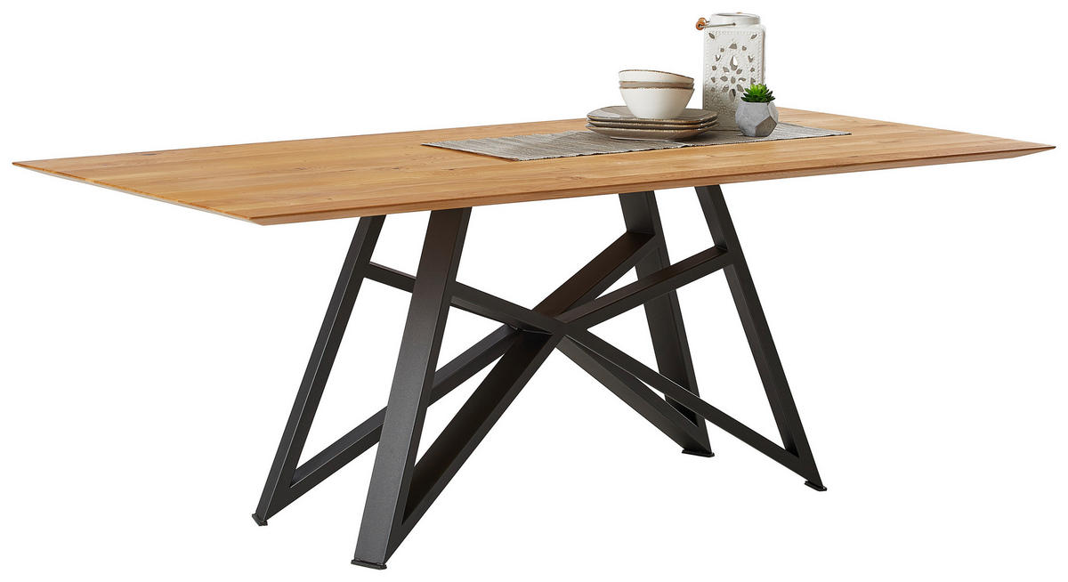 ESSTISCH Eiche massiv Anthrazit, Eichefarben  - Eichefarben/Anthrazit, Design, Holz/Metall (200/100/77cm) - Musterring