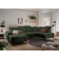 WOHNLANDSCHAFT Cord Dunkelgrün  - Dunkelgrün/Schwarz, Modern, Textil/Metall (180/337/200cm) - Livetastic